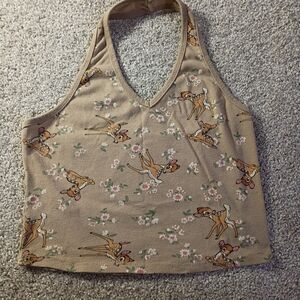 Disney Bambi XS V Neck Halter Crop Top